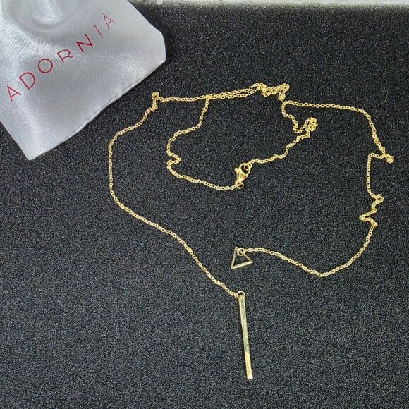 Adornia 14K Yellow Gold Vermeil Brass Triangle Lariat Necklace - Picture 4 of 5